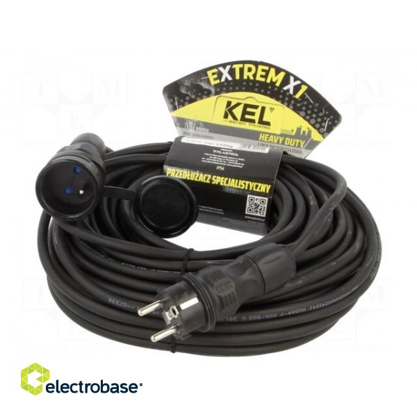 Extension lead | 3x1.5mm2 | Sockets: 1 | rubber | black | 30m | 16A