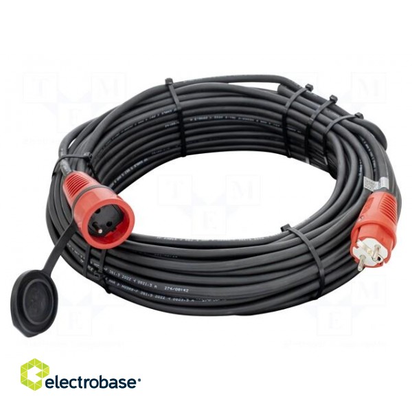 Extension lead | 3x1.5mm2 | Sockets: 1 | rubber | black | 30m | 16A