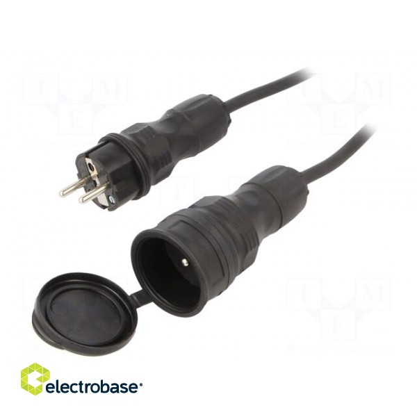 Extension lead | 3x2.5mm2 | Sockets: 1 | rubber | black | 10m | 16A