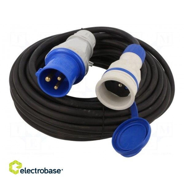 Extension lead | 3x2.5mm2 | Sockets: 1 | rubber | black | 10m | 16A