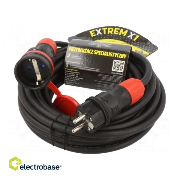 Extension lead | 3x2.5mm2 | Sockets: 1 | rubber | black | 10m | 16A