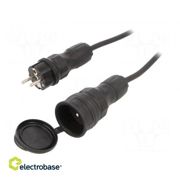 Extension lead | 3x2.5mm2 | Sockets: 1 | rubber | black | 15m | 16A