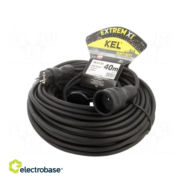 Extension lead | 3x2.5mm2 | Sockets: 1 | rubber | black | 40m | 16A