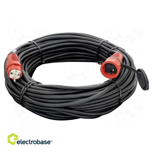 Extension lead | 3x2.5mm2 | Sockets: 1 | rubber | black | 40m | 16A