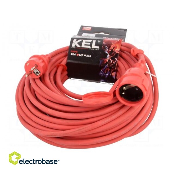 Extension lead | 3x1.5mm2 | Sockets: 1 | rubber | red | 30m | 16A