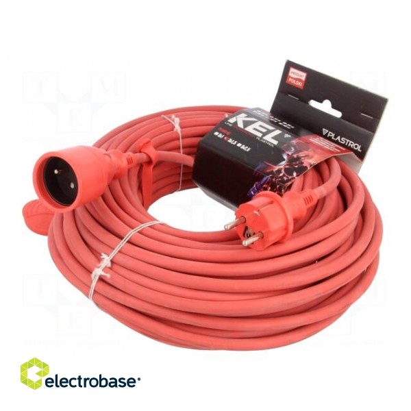 Extension lead | 3x1.5mm2 | Sockets: 1 | rubber | red | 30m | 16A