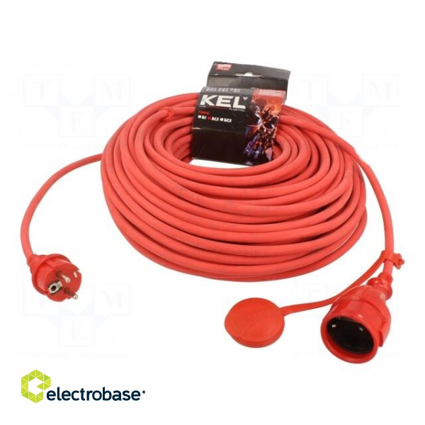 Extension lead | 3x1.5mm2 | Sockets: 1 | rubber | red | 40m | 16A