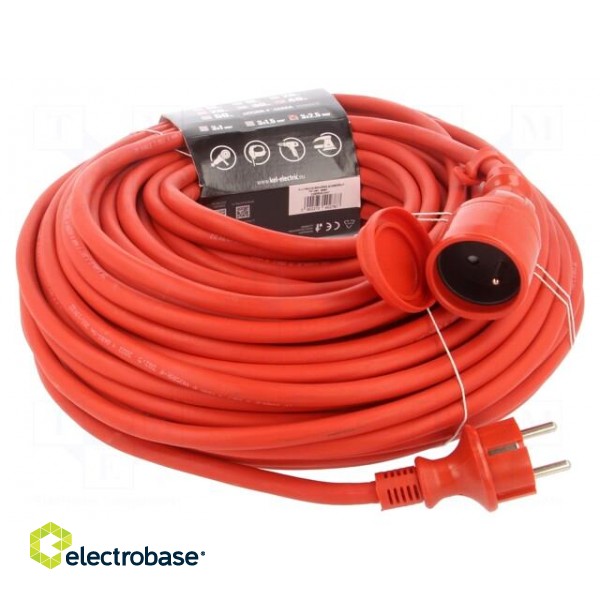 Extension lead | 3x2.5mm2 | Sockets: 1 | rubber | red | 40m | 16A