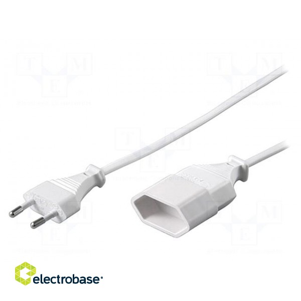 Extension lead | 2x0.75mm2 | Sockets: 1 | white | 2m | 2.5A