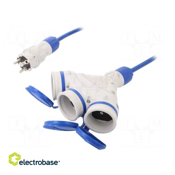 Extension lead | 3x1.5mm2 | Sockets: 3 | PUR | blue | 25m | 16A | EXTREM
