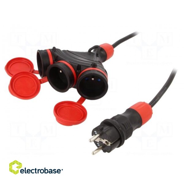 Extension lead | 3x1.5mm2 | Sockets: 3 | rubber | black | 40m | 16A