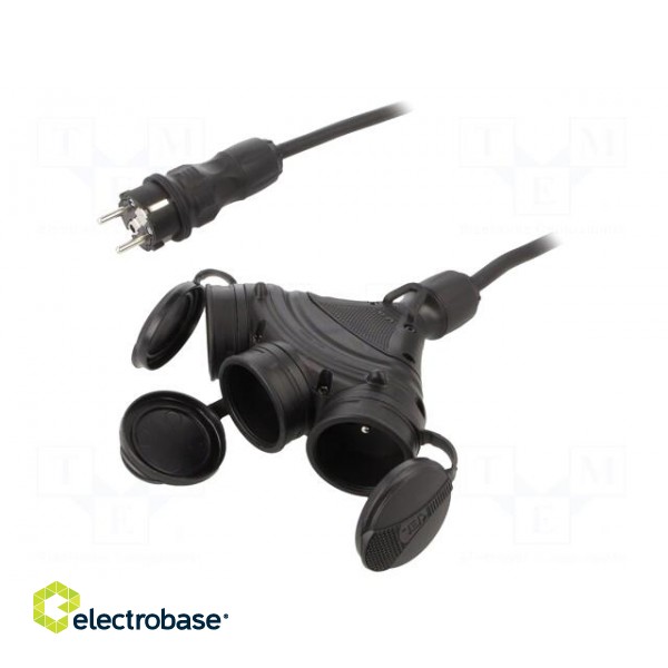 Extension lead | 3x2.5mm2 | Sockets: 3 | rubber | black | 30m | 16A