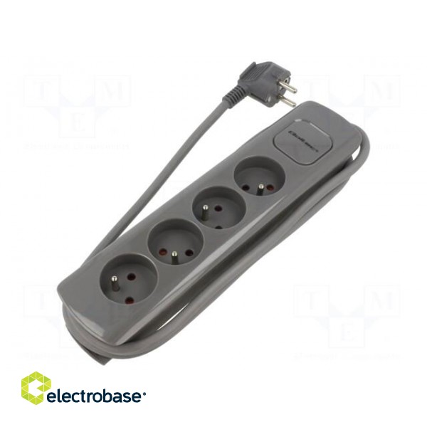 Extension lead | 3x1.5mm2 | Sockets: 4 | grey | 1.8m | 16A