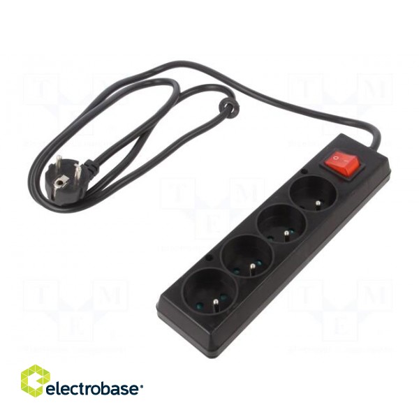 Extension lead | 3x1.5mm2 | Sockets: 4 | PVC | black | 1.5m | 16A