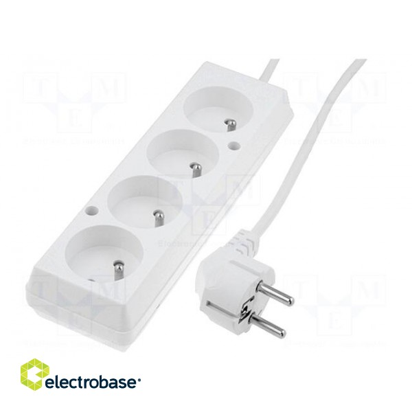 Extension lead | 3x1.5mm2 | Sockets: 4 | PVC | white | 10m | 16A