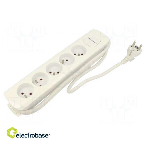Extension lead | 3x1.5mm2 | Sockets: 5 | white | 1.8m | 16A