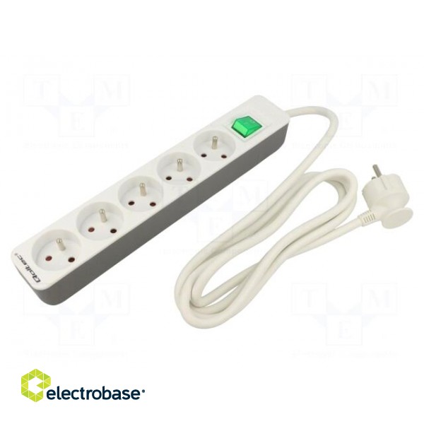 Extension lead | 3x1.5mm2 | Sockets: 5 | white | 1.8m | 16A
