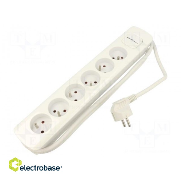 Extension lead | 3x1.5mm2 | Sockets: 6 | white | 1.8m | 16A