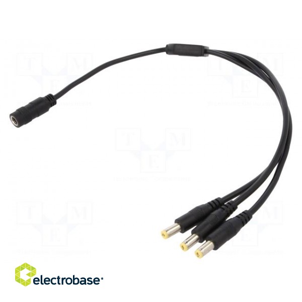 Cable | 2x0.5mm2 | DC 5,5/2,1 plug x3,DC 5,5/2,1 socket | straight