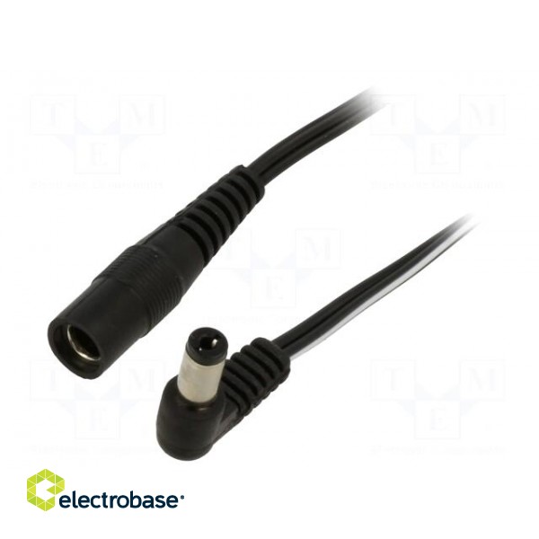 Cable | 2x0.5mm2 | DC 5,5/2,1 plug,DC 5,5/2,1 socket | angled | 1.5m