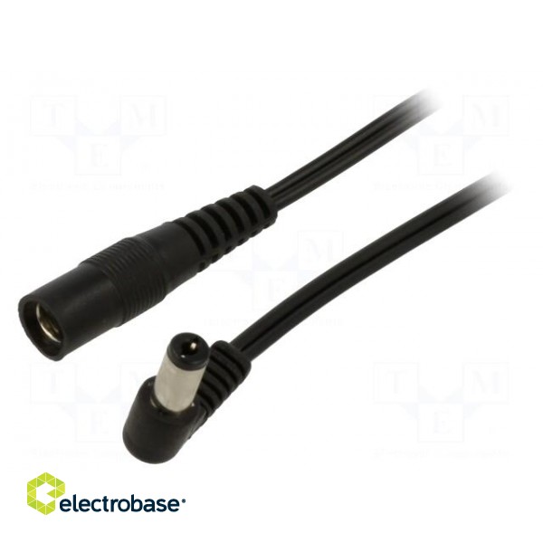 Cable | 2x0.5mm2 | DC 5,5/2,1 plug,DC 5,5/2,1 socket | angled | 2m