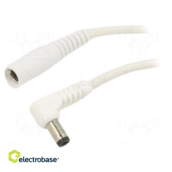 Cable | 1x1mm2 | DC 5,5/2,1 socket,DC 5,5/2,5 plug | angled | white