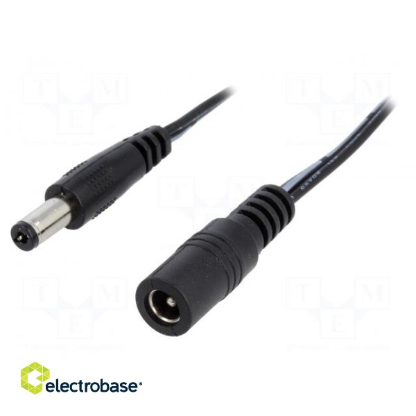Cable | DC 5,5/2,1 plug,DC 5,5/2,1 socket | straight | 0.5mm2