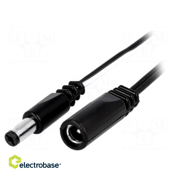 Cable | 2x0.5mm2 | DC 5,5/2,1 plug,DC 5,5/2,1 socket | straight