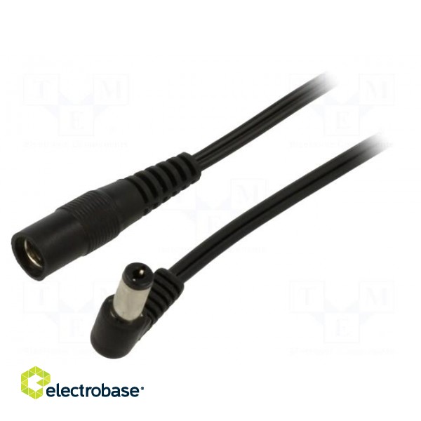 Cable | 2x0.5mm2 | DC 5,5/2,1 socket,DC 5,5/2,5 plug | angled | 0.5m