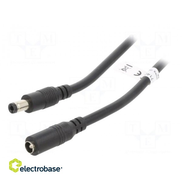 Cable | DC 5,5/2,5 plug,DC 5,5/2,5 socket | black | 3m | Shape: round