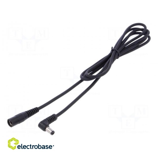 Cable | 1x1mm2 | DC 5,5/2,5 plug,DC 5,5/2,5 socket | angled | black
