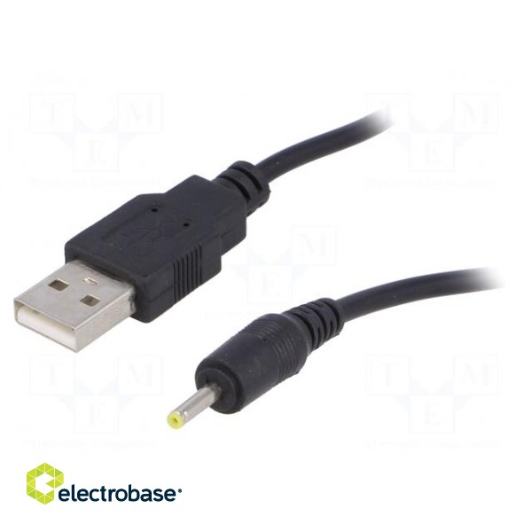 Cable | USB A plug,DC 2,5/0,7 plug | straight | black | 0.8m | 5÷50°C