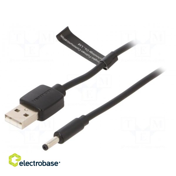 Cable | USB A plug,DC 3,5/1,35 plug | black | 0.5m | Core: Cu