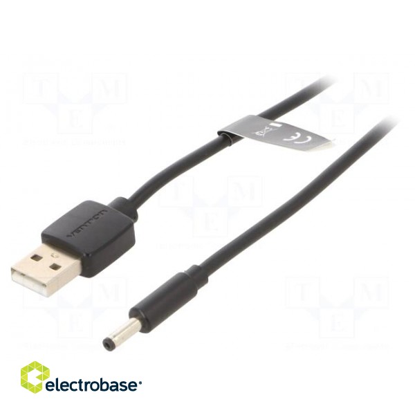 Cable | USB A plug,DC 3,5/1,35 plug | black | 1.5m | Core: Cu