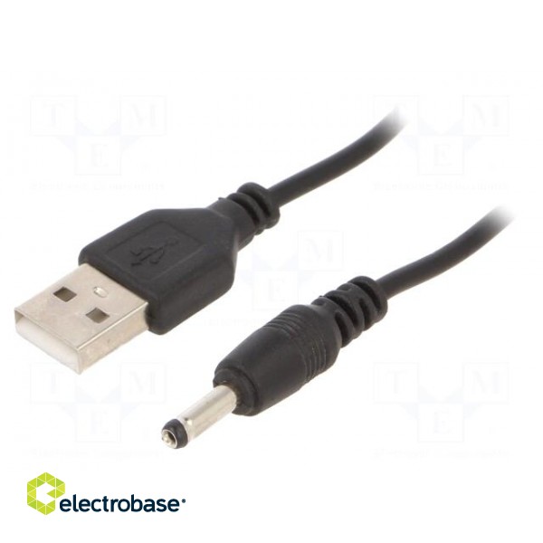 Cable | USB A plug,DC 3,5/1,35 plug | black | 1.8m
