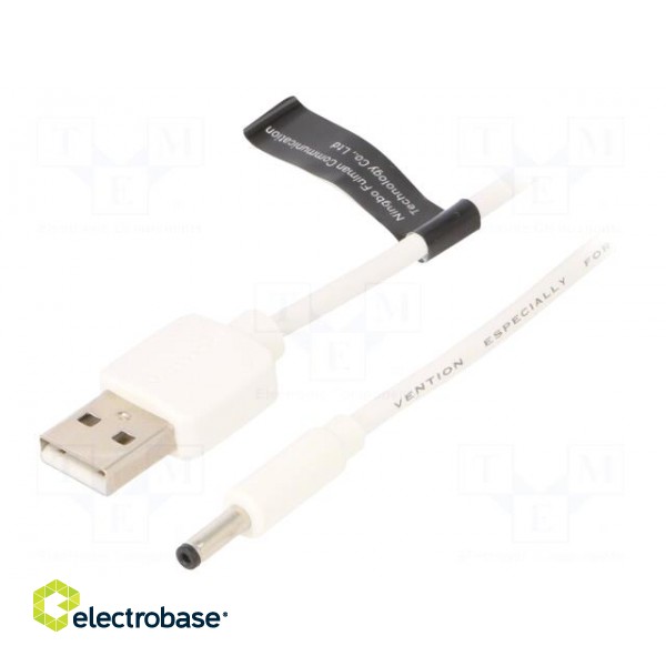 Cable | USB A plug,DC 3,5/1,35 plug | white | 0.5m | Core: Cu