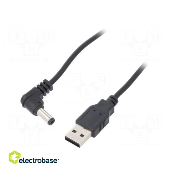 Cable | USB A plug,DC 5,5/2,1 plug | black | 1m | Core: Cu paveikslėlis 1