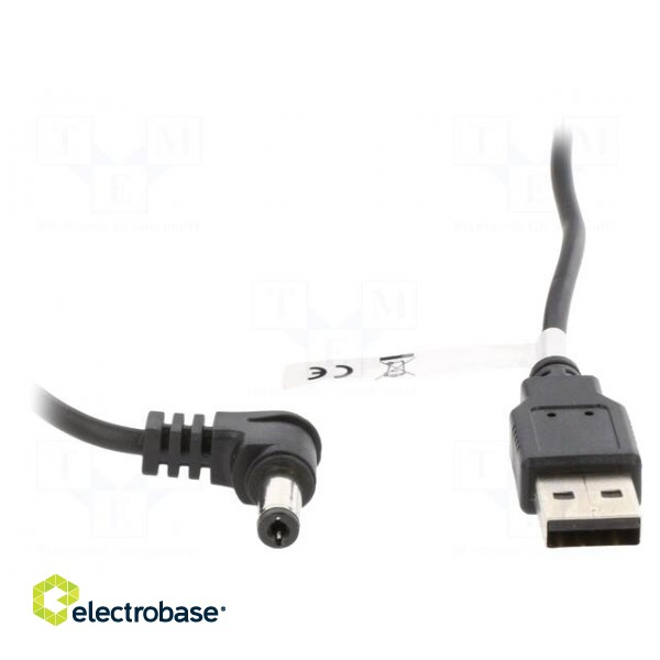 Cable | USB A plug,DC 5,5/2,1 plug | black | 1m | Core: Cu paveikslėlis 2