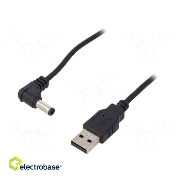 Cable | USB A plug,DC 5,5/2,5 plug | black | 1m | Core: Cu image 1