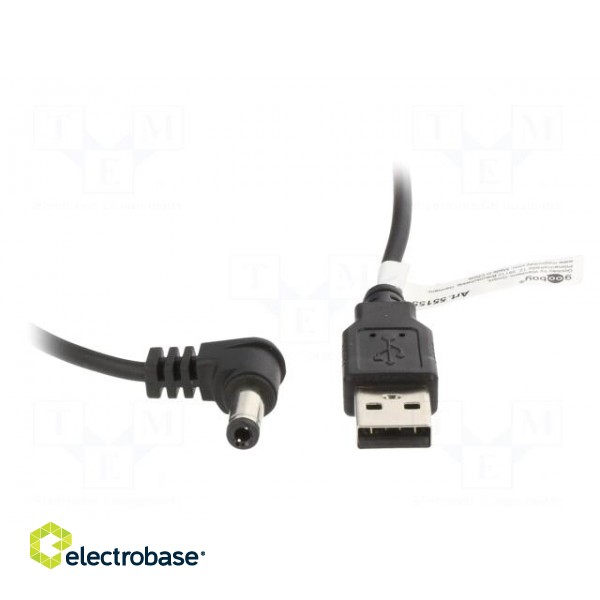 Cable | USB A plug,DC 5,5/2,5 plug | black | 1m | Core: Cu image 2