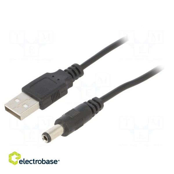 Cable | USB A plug,DC 5,5/2,5 plug | straight | black | 0.8m | 5÷50°C