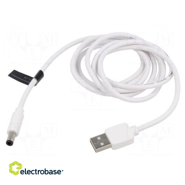 Cable | USB A plug,DC 5,5/2,5 plug | white | 1.5m | Core: Cu,tinned