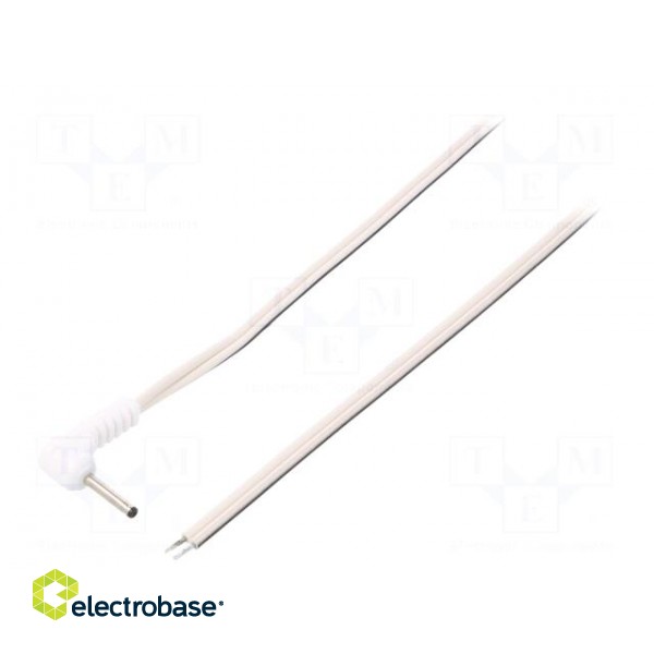 Cable | wires,DC 0,7/2,35 plug | angled | 0.5mm2 | white | 1.5m