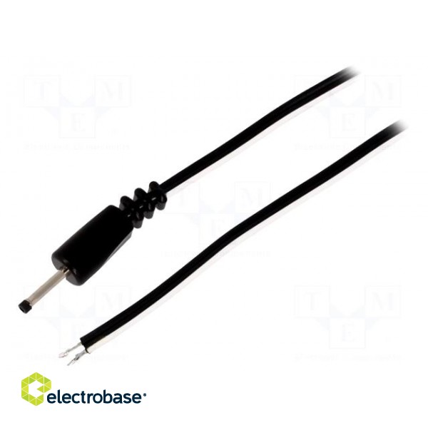 Cable | wires,DC 0,7/2,35 plug | straight | 0.5mm2 | black | 1.5m