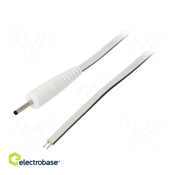 Cable | 2x0.5mm2 | wires,DC 2,35/0,7 plug | straight | white | 0.5m
