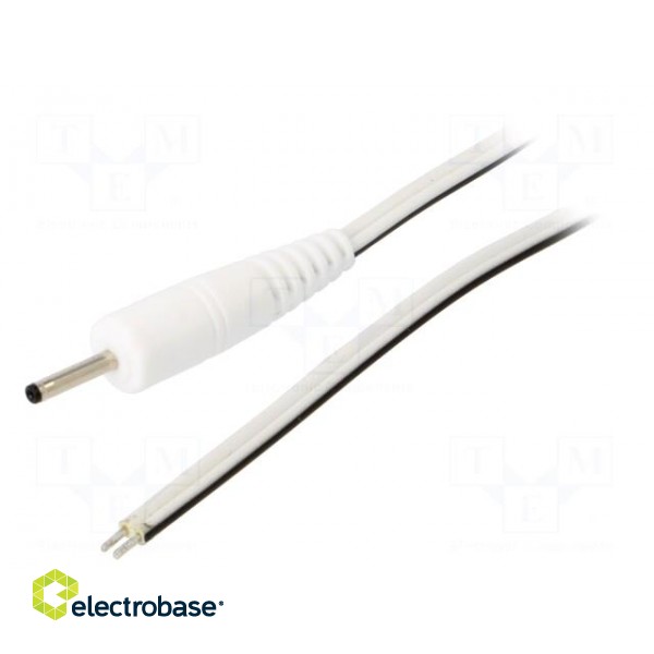 Cable | 2x0.5mm2 | wires,DC 2,35/0,7 plug | straight | white | 1.5m