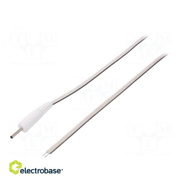 Cable | wires,DC 0,7/2,35 plug | straight | 0.5mm2 | white | 1.5m