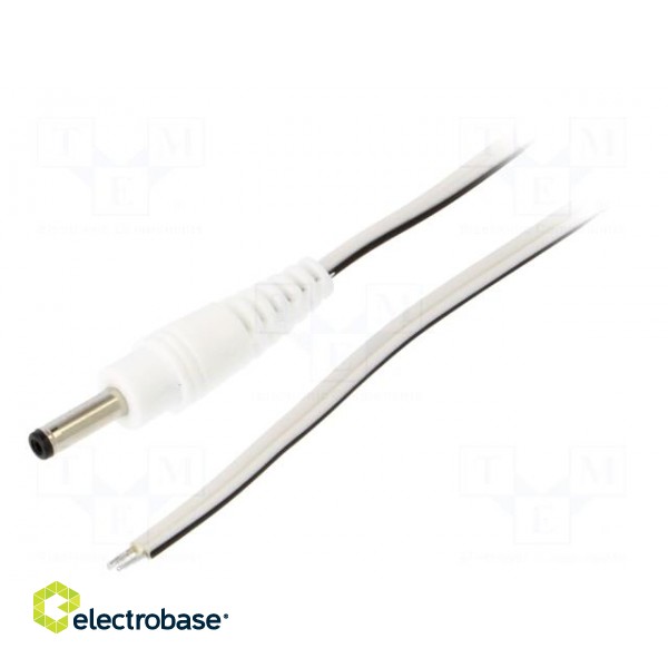 Cable | 2x0.35mm2 | wires,DC 3,5/1,3 plug | straight | white | 0.5m