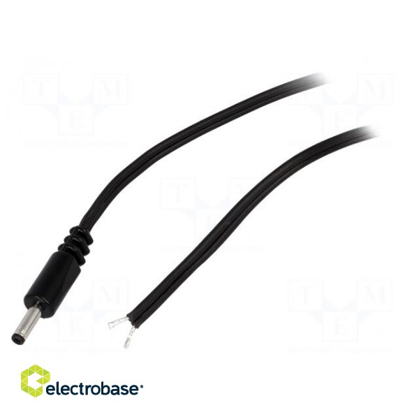 Cable | wires,DC 1,3/3,5 plug | straight | 0.5mm2 | black | 1.5m