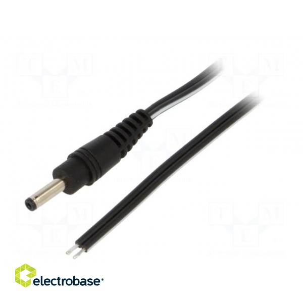 Cable | 2x0.5mm2 | wires,DC 3,5/1,3 plug | straight | black | 1.5m